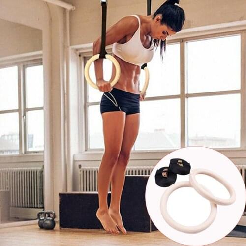 2pcs 32mm/28mm Professional Gymnastic Rings Pull Up Gym Ring for Home Fitness Hanging Rings Sports Training with Webbing Straps