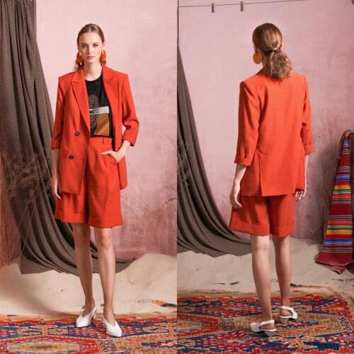 2021 Red Women Suits Short Work Party Wear For Ladies Loose Fit Business Tuxedos Guest Wedding Prom Party Ogstuff