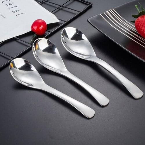 3 Sizes Stainless Steel Soup Spoons Silver Thicken Hotel Dinner Tableware Ice Cream Dessert Dinnerware Home Kitchen Tools