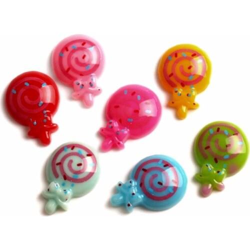 50Pcs Mixed Lollipop Resin Decoration Crafts Beads Flatback Cabochon Scrapbooking DIY Embellishments Kawaii Diy Accessories
