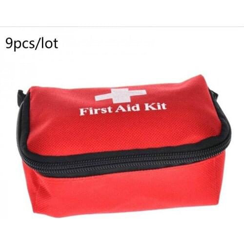 9pcs/lot Hot Sale Emergency survival bag Mini Family First Aid Kit Sport Travel kits Home Medical Bag Outdoor Car First Aid Bag
