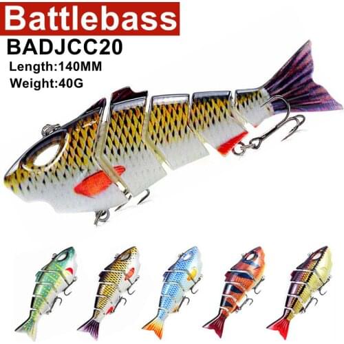 BATTLEBASS 14cm 40g Multi Jointed Swiming Lures Bass Fishing With NO.4 Hooks Sinking In Ocean River Lake For Trout Perch Zander