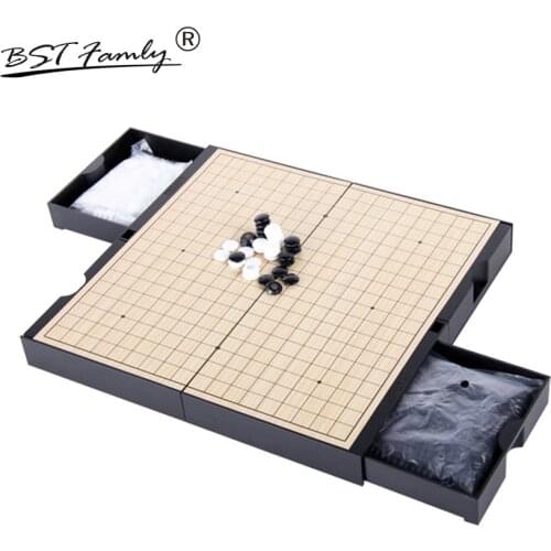 BSTFAMLY Go Chess Chinese Chess Two in one 19 Road 361 Pcs/Set Old Game of Go Weiqi Magnetic Checkers Foldable Chessboard G10