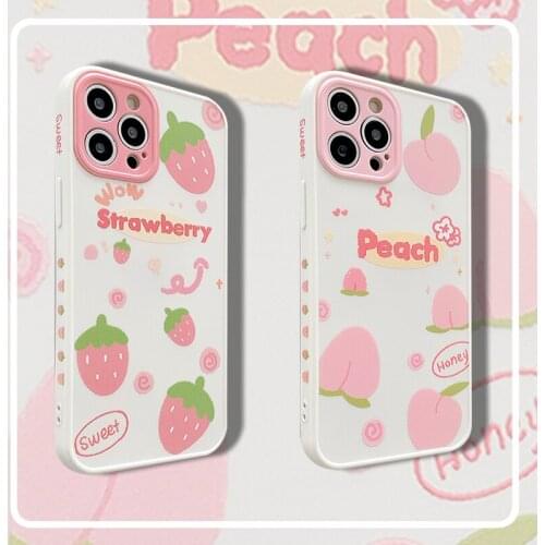 Cute Attractive Fruit Pattern Case For iPhone7 8 X Xs Max For iP 11 12 Pro Max 2020SE 12mini Border Printing Pattern Sweet Cover