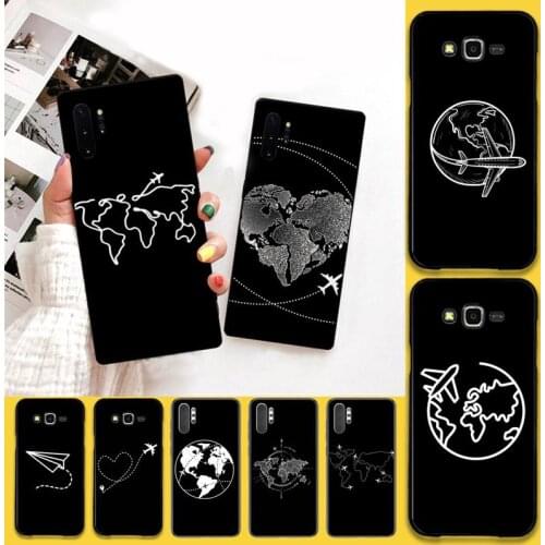 Airplane map line design Phone Case For Samsung Galaxy Note20 ultra 7 8 9 10 Plus lite M51 M21 M30S