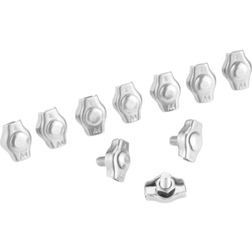 DRELD 10Pcs M2 316 Stainless Steel Simplex Wire Rope Clip Fixing 2mm Cable Clamps Caliper