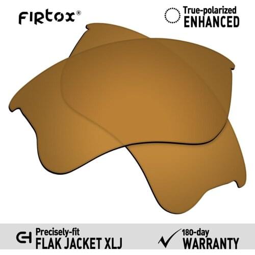 Firtox True UV400 Polarized Lenses Replacement for-Oakley Flak Jacket XLJ Sunglasses (Lens Only) - Bronze Golden Mirror