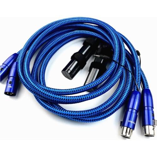 Pair Audiophile SKY XLR Balanced Solid PSS Silver HiFi Audio Cable with 72V DBS for Amplifier CD Player