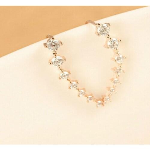 Italina Cz Diamonds Ear Hook Clip Earrings For Women Silver color Jewelry Brincos Pendientes Boucle D'oreille Bijoux