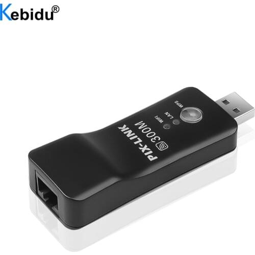 Kebidu Wireless USB Universal 300Mbps Wifi Adapter Rj-45 Port Ethernet Network Bridge Repeater Client for New Smart TV