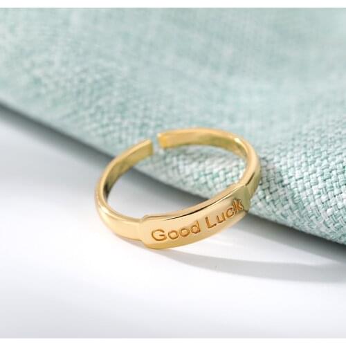 Unisex Vintage Good Luck Letter Adjustable Rings For Women Stainless Steel Good Luck Open Ring Party Jewelry Gift Femme 2021