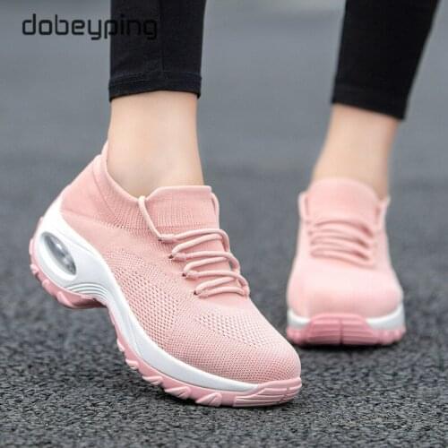 Spring Breathable Mesh Sneakers Womens Autumn Lace Up Platform Flats Female Soft Walking Shoes Woman Plus Size Sock Ladies Shoe