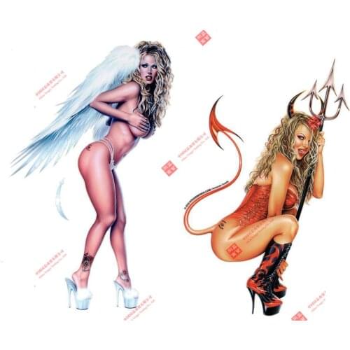 Personality Jenna Jameson Angel Devil Girl Pinup Suit Horn Bumpersticker Sticker Decal Racing Helmet Stickers