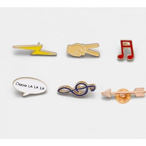 Yeah Gesture Music Note Arrow Lightning Brooch Button Pins Denim Pin Metal Badge Cartoon Fashion Jewelry Best Friends Kids Gifts