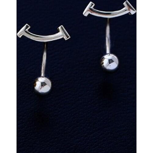 MLKENLY Smiley fashion personality earrings design sense earrings 925 sterling silver jewelry female small U-shaped earring