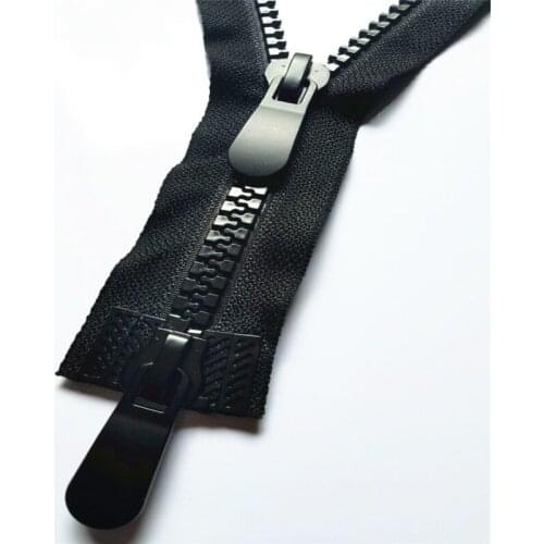 10# 2Pcs 60Cm-120Cm Double Head Resin Zippers Double Slider Single Puller Open-end Auto Lock Long Zip for Jacket