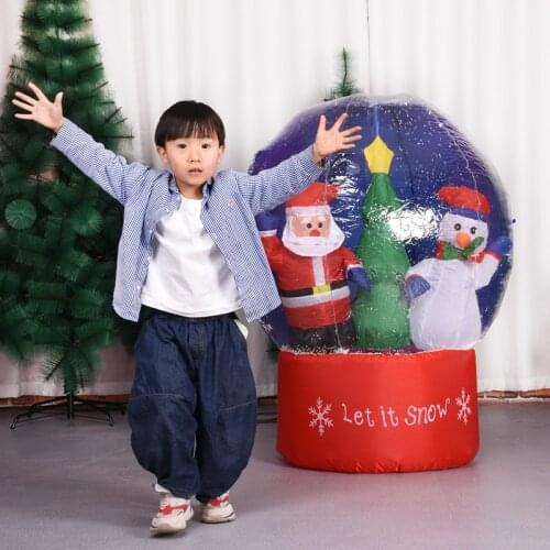 Inflatable Santa Claus with Christmas Tree & Penguin LED Lights Decor Outdoor Toys Family Decorations