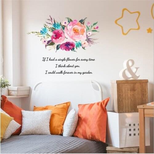 1PCS New English Flower Wall Stickers For Living Room Bedroom Childrens Room Background Wall Decorative Pvc 30*40CM