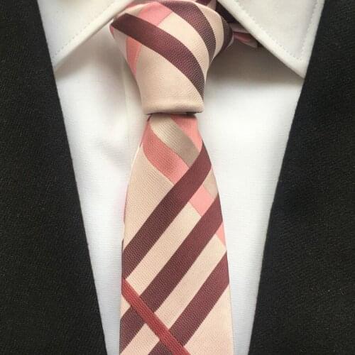 New Arrival 5cm Stylish Tie Gentlemen Skinny Slim Ties Pink with Fashion Plaids
