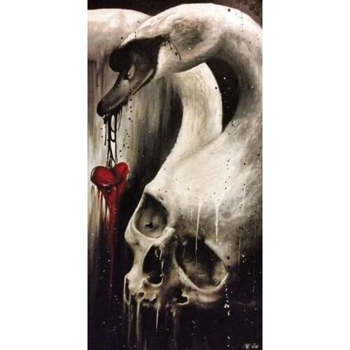 New 5d diy diamond painting swan skull full square drill diamond embroidered home decor gift 40x80cm