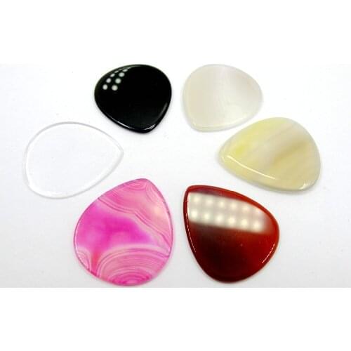 Wholesale Mixed 5pcs/lot Stone Agat e Crystals Guitar Picks Guitar Finger Picks Gem Stone Picks for Guitar around 27x30x2mm