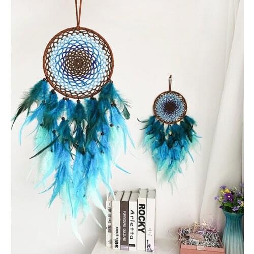 Hand-woven Feather Wind Chimes Home Decor Dream Catcher Pendant Girls Kid Room Wall Decoration Bedroom Ornament Holiday Gifts