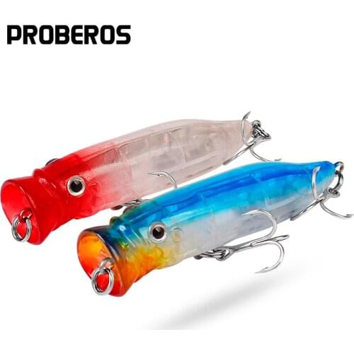 PROBEROS 1PCS Long Cast Popper 7cm-9g Topwater Fishing Lure Artificial Hard Bait Wobblers Floating Swimbait Bass Fishing Tackle