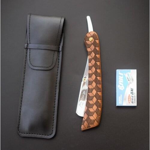 Straight Razor bright silver Polish Mens Straight Shaving Razor Replaceable blade razor + 5PCS blades Simple pack NEW