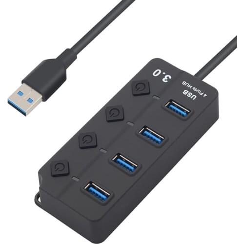 3.0 USB Hub Multi 4 Ports Hub Splitter Power Adapter With Switch, 4 In 1 USB 3.0 Expander Hub For Mobile Phone Computer U Dish