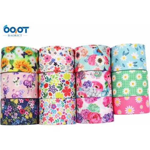 Spring Flowers Thermal Transfer Printed Grosgrain Ribbons,38MM 10Yards M-21610-798 Bow Cap DIY Party Gift Packaging Materials