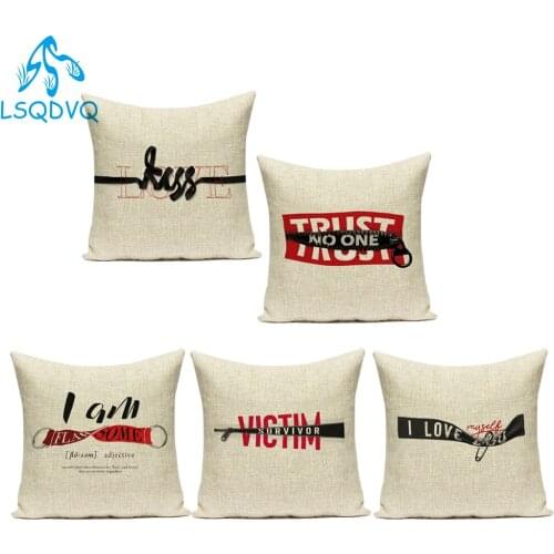 Letter Kiss Love Trust Friend Polyester Decorative Pillows Case Sofa Cushion Cover for Living Room Decoration Pillowcase