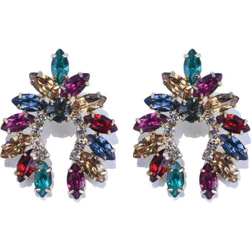 Crystal Flower Stud Earring 2020 New Arrivals Bridal Bijoux Fashion Women Wedding Statement Jewelry Accessories Wholesale