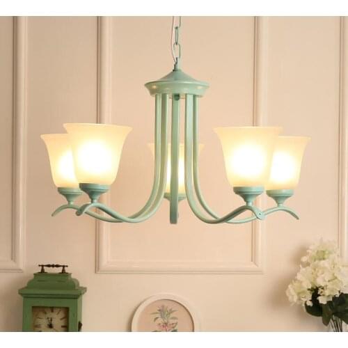 Green / Black E27 living room bedroom dining room chandelier small fresh and simple