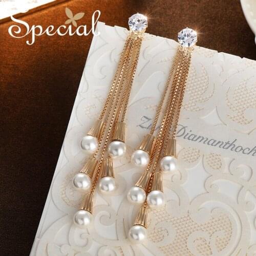 Special Fashion 925 Sterling Drop Earrings AAA Zirconia Long Earrings Tassel Earrings Jewelry Gifts for Women S1865E