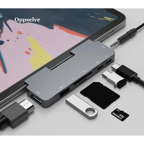 Oppselve Multi 7-in-1 USB C Hub Portable USB 3.0 SD TF Card Reader Adaptors Type C Splitter For iPad MacBook Pro 2018 2019