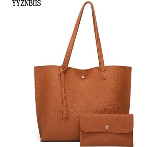 Large Capacity Tote Shoulder Bag Women Soft PU Leather Handbag With Purse Ladies Simple Hand Bags Casual Female Big Tote Bag sac