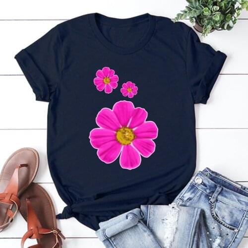 Flower Women T Shirt Casual Funny Tshirts Kawaii Tees Top Hipster Female Harajuku Short Sleeves Shirts Woman Clothe TX8372