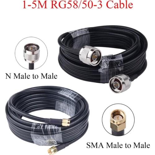 1-5M RG58/50-5 RF Coaxial Cable SMA/N Male to Male Wire Radio Extension For 4G LTE Cellular Amplifier Signal Booster Antenna