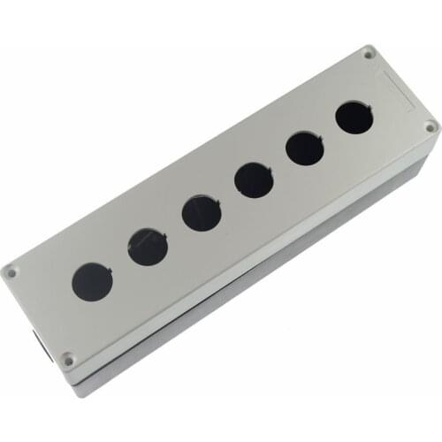 1)HJ9-6W Pushbutton 6 Switch Control Station Protector Box Black &White 6Holes