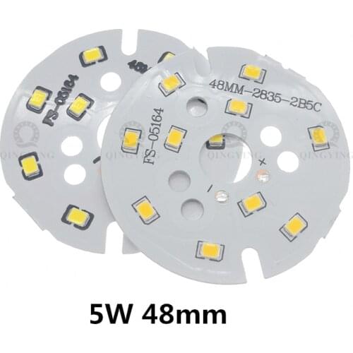 10pcs 5W LED Lamp PCB SMD2835 40mm 48mm Diameter White/Warm White/Nature White High Brightness Ra80 Aluminum Lamp Board