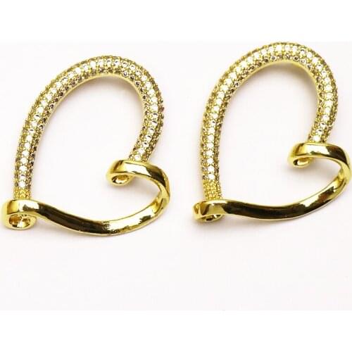 10 Pcs Zircon heart Pendant Hollow heart necklace pendants Charms jewelry for women accessories zircon pendants beads 8199