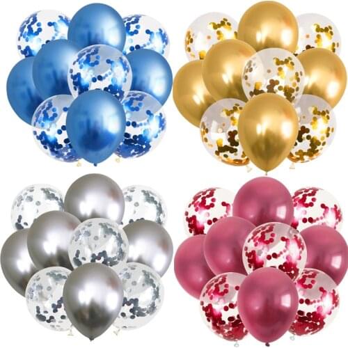 10Pcs Mixed Gold Confetti Balloons Birthday Party Decoration Kids Adult Metallic Balloon Air Ball Birthday Ballon Decor Baloon