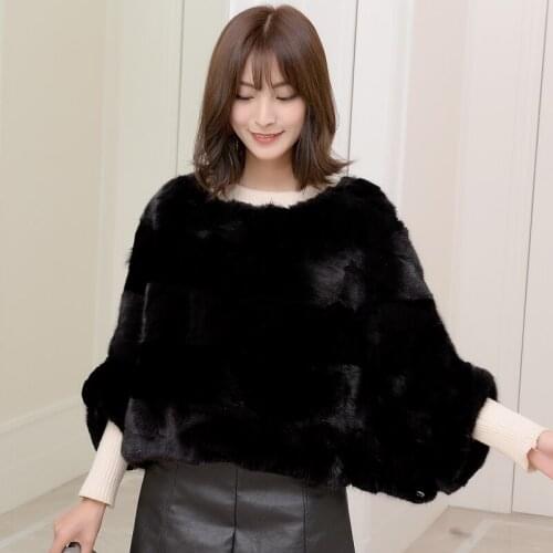 2019 Inverno Novo Parágrafo Curto De água Bloco Casaco De Pele De Vison Moda Simples Em Torno Do Pescoço Pulôver Camisa Bat Casa