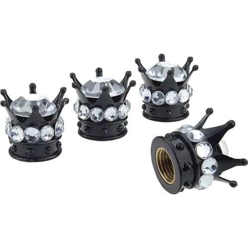 4 pcs New Arrive Silver Crown Pink White Diamond Car Tire Valve Caps Tyre Valve Dust Caps for Bike Wheel Air Dust cover