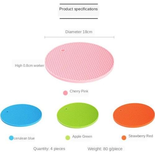 4Pcs Silicone Rubber WaterProof Multicolor Non-slip Heat Resistant Mat