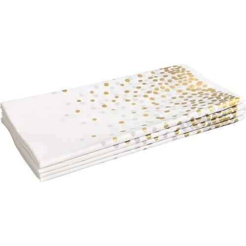 4 Pack Gold Dot Disposable Tablecloths Plastic Tablecloth Paper Tablecloths for BBQ, Party, Fine Dining, Wedding