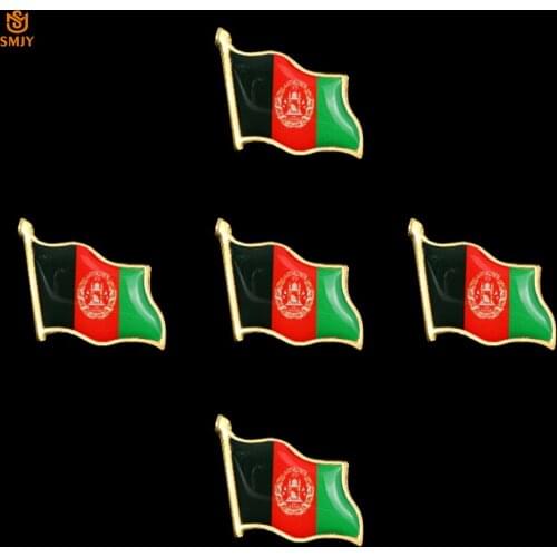 5PCS Afghanistan Enamel Flag Brooch Patriot Asian Countries Banner Denim Jacket/Travel Backpack Lapel Pins Brooch Badge Jewelry