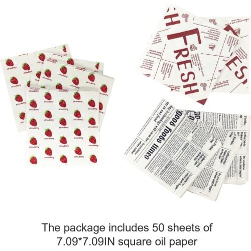 50 Sheets Oil-Proof Wax Paper Food Wrapper Paper Bread Sandwich Burger Fries Wrapping Baking Tools Fast Food Bread Oilpaper