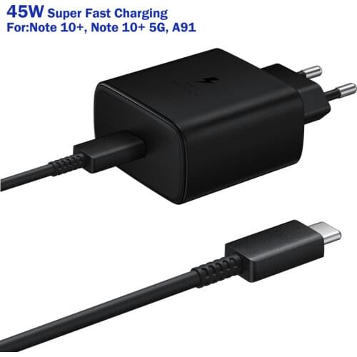 Original Adaptive Travel Fast Charger EP-TA845 45W For Samsung Galaxy Note 10+ Note 10+ 5G A91 Note 10 Plus Type-c Cable