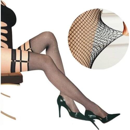 2021 Women Clothing Accessories Summer grid Stockings Wide Lace Small Net Skin Clinging Anti Stripping High Sticking Black Sexy
